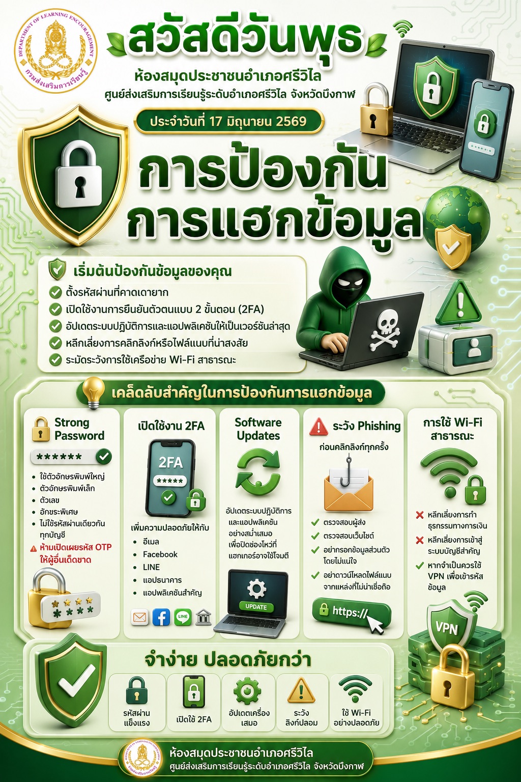 🟢 | กิจกรรมส่งเสริมการอ่านออนไลน์ เสริมสร้างความรู้ด้านการป้องกันการแฮกข้อมูล